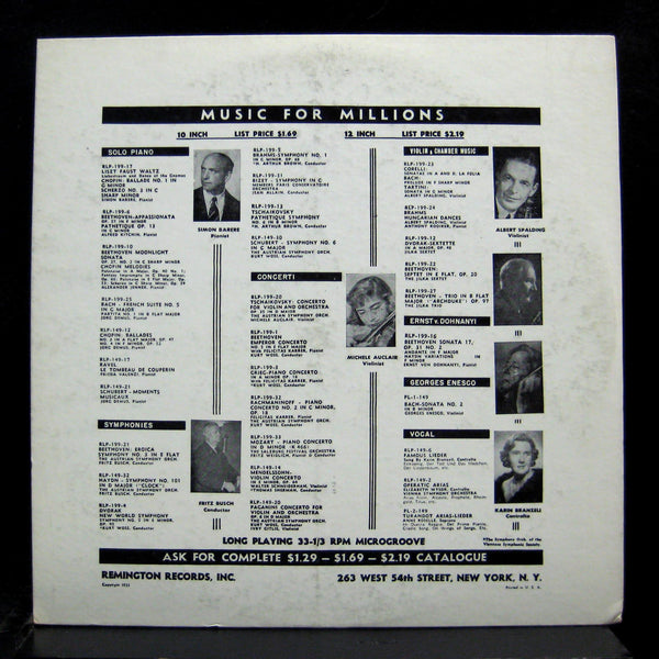 EDWARD KILENYI chopin concerto no 1 LP Mint- R-199-44 Steinweiss 1951 Remington - Shuga Records