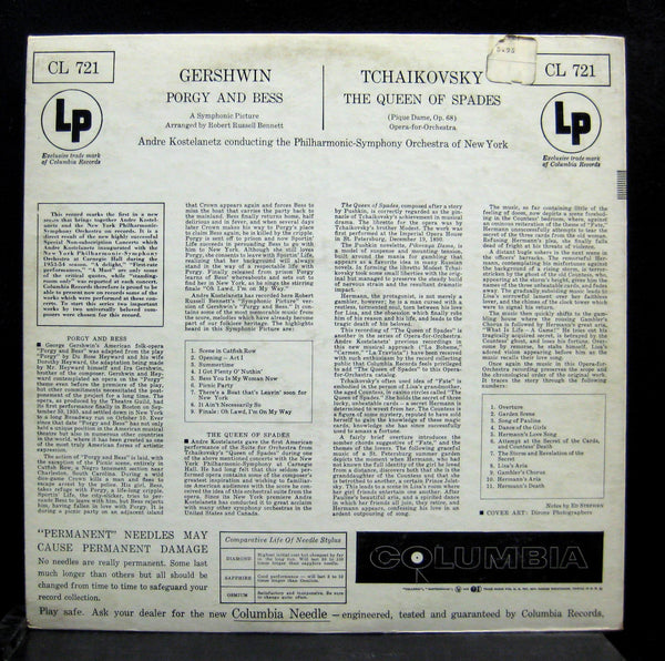 ANDRE KOSTELANETZ gershwin porgy & bess LP VG+ CL 721 6 Eye Mono Vinyl Record - Shuga Records