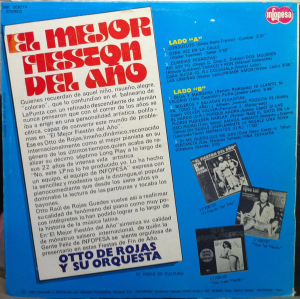 OTTO DE ROJAS el mejor fieston del ano LP VG+ INF 208219 Vinyl 1980 Record - Shuga Records