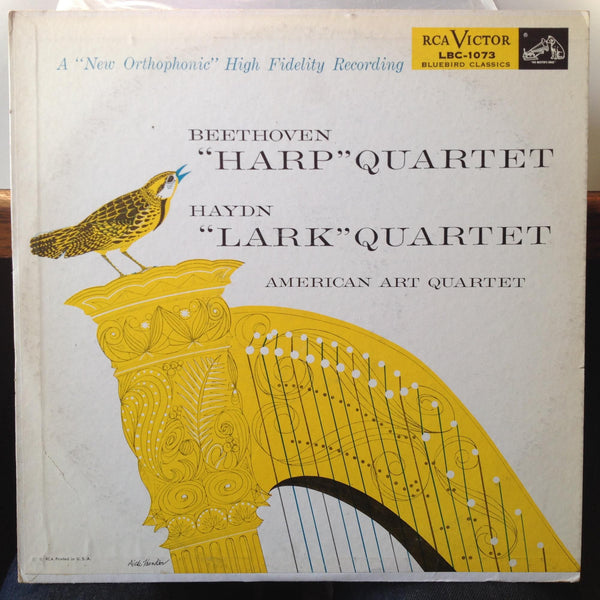 AMERICAN ART QUARTET beethoven harp & haydn lark LP VG+ LBC-1073 Mono RCA 1s/1s - Shuga Records