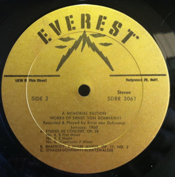 ERNST VON DOHNANYI a memorial album LP Mint- SDBR 3061 Everest Stereo 1960 - Shuga Records
