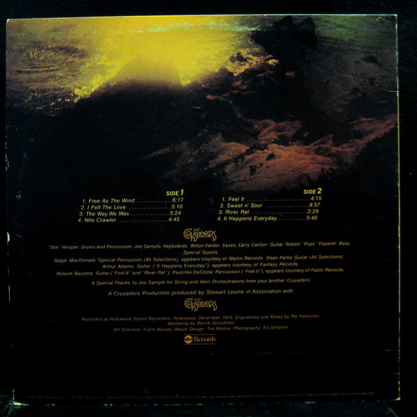 The Crusaders - Free As The Wind - VG+ LP Record 1977 ABC Blue Thumb USA - Jazz / Jazz-Funk - Shuga Records