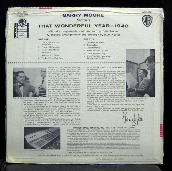 Garry Moore - Presents That Wonderful Year 1940 LP VG+ WS1282 Stereo Record 1st - Shuga Records