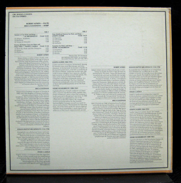 ROBERT AITKEN & ERICA GOODMAN flute & harp recital LP Mint- CBC Radio Canada '71 - Shuga Records