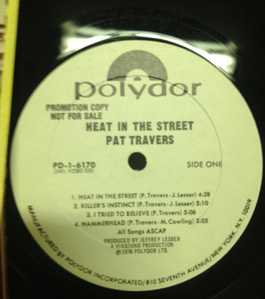Pat Travers Band - Heat In The Street LP VG+ PD 1 6170 Vinyl Record Promo 1st - Shuga Records