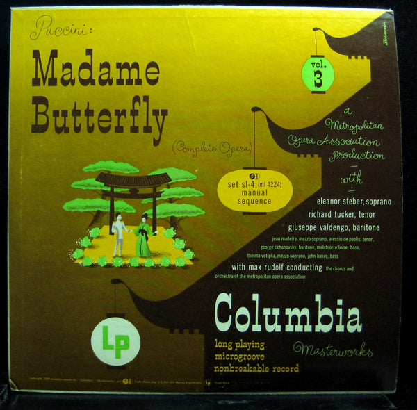 MAX RUDOLF puccini madame butterfly vol. 3 LP VG ML 4224 Mono Steinweiss Art - Shuga Records