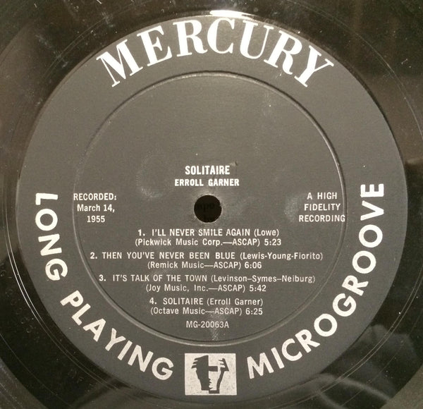 ERROLL GARNER solitaire LP Mint- MG-20063 Mercury 1955 Mono USA Original Jazz - Shuga Records
