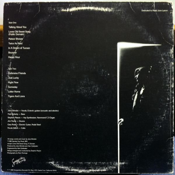 Jano Brindisi - Jano Brindisi - VG+ LP Record 1980 Songwriters Vinyl - Folk Rock - Shuga Records