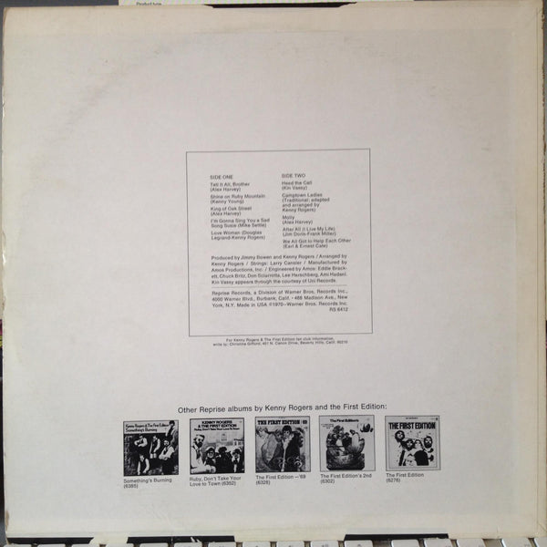 Kenny Rogers & The First Edition - Tell It All Brother LP VG+ RS 6412 Vinyl 1970 - Shuga Records