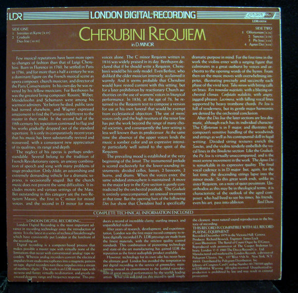 Stein - Cherubini Requiem In D Minor LP Mint- LDR10034 Vinyl Holland 1980 Record - Shuga Records