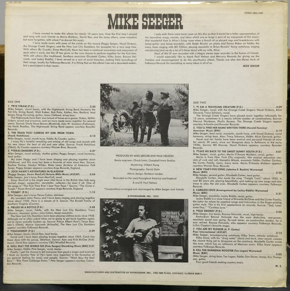 Mike Seeger - The Second Annual Farewell Reunion - Mint- LP Record 1973 Mercury Promo Vinyl - Folk / Bluegrass - Shuga Records