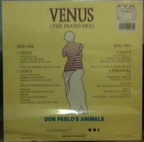 Don Pablo's Animals - Venus (The Piano Mix) 12" VG ZYX 6633 12 Vinyl 1990 Record - Shuga Records