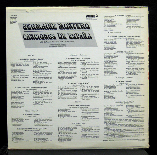 Germaine Montero - Canciones De Espana LP Mint- VSD-6534 Vanguard 1969 Stereo - Shuga Records