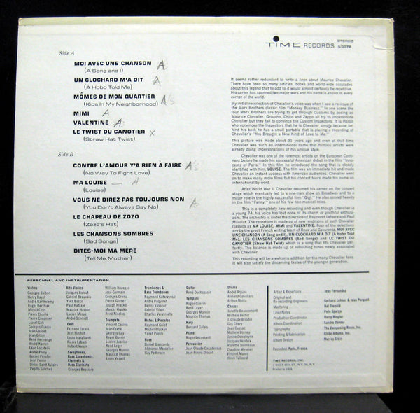 Maurice Chevalier - S/T LP VG+ S/2072 Vinyl Time Records Stereo 1963 Record - Shuga Records