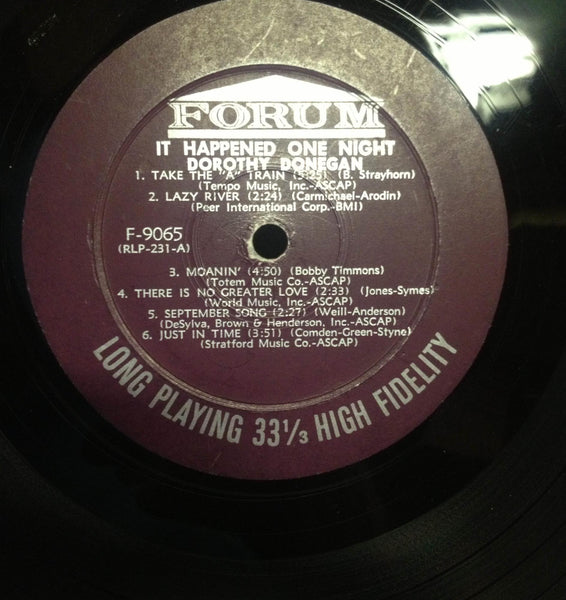 Dorothy Donegan - It Happened One Night LP VG F 9065 Vinyl 1957 Record - Shuga Records