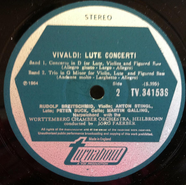 Stingl Grund Rumetsch Faerber - Vivaldi Lute & Mandolin Concerti LP Mint- UK - Shuga Records