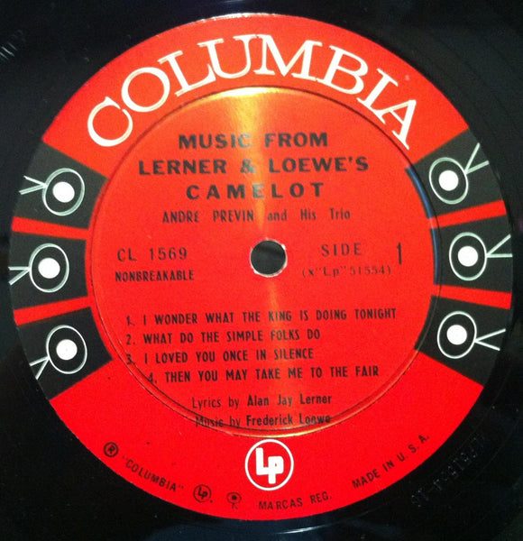 Andre Previn Trio Camelot LP VG+ CL 1569 Vinyl 1960 Record Mono USA CBS 6 Eye - Shuga Records