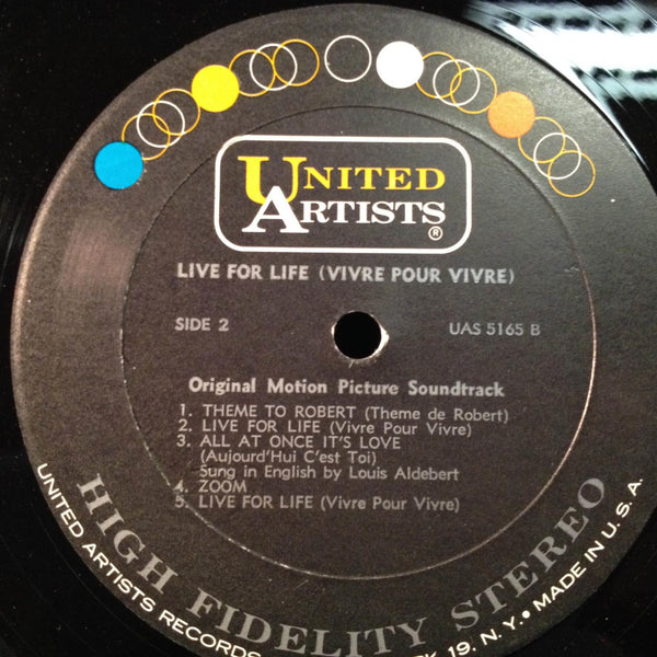 Francis Lai Soundtrack - Live For Life LP Mint- UAS 5165 Stereo 1st 1967 w/Inner - Shuga Records