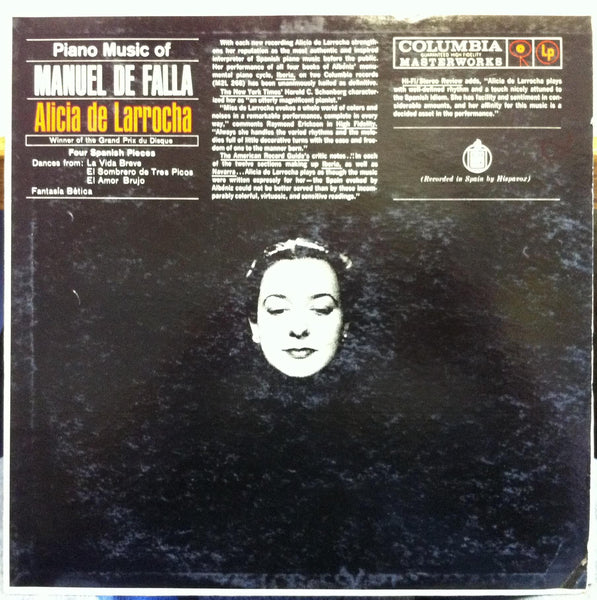 ALICIA DE LARROCHA de falla four spanish pieces LP Mint- ML 5640 Mono 1961 CBS - Shuga Records