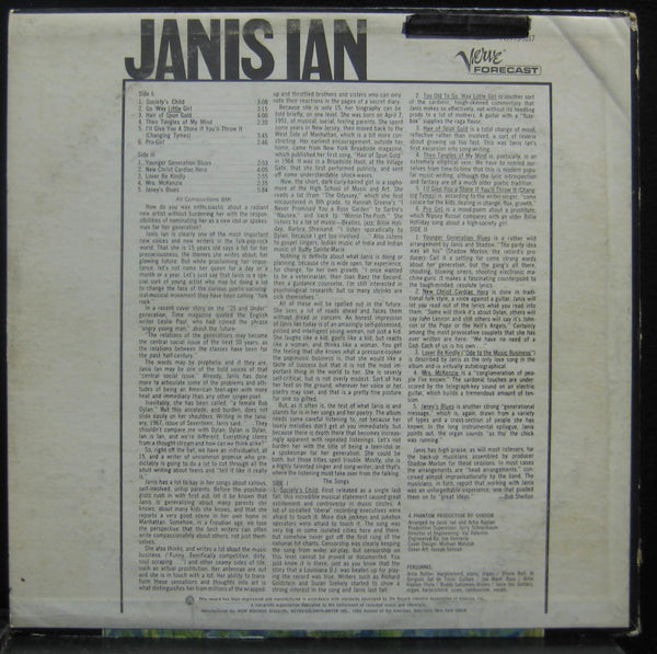Janis Ian – Janis Ian - VG+ LP Record 1967 Verve Forecast Vinyl - Folk Rock - Shuga Records