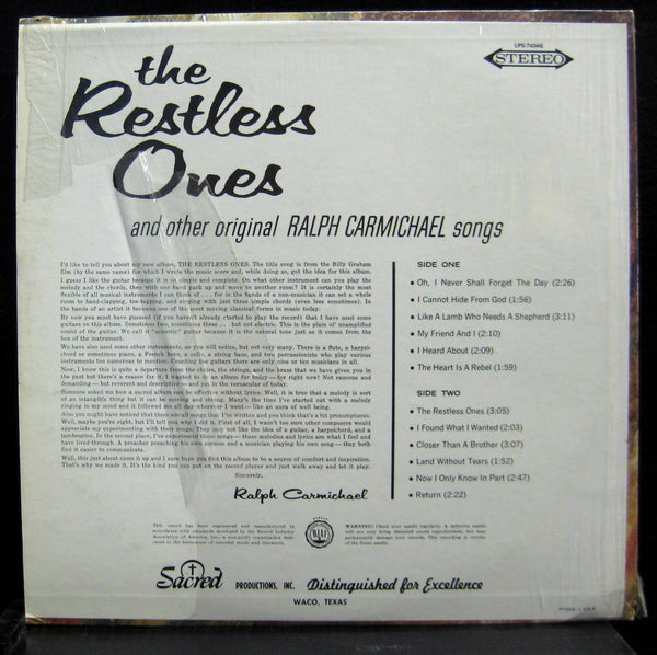 RALPH CARMICHAEL restless ones LP VG+ SACRED LPS 74046 Vinyl Record - Shuga Records