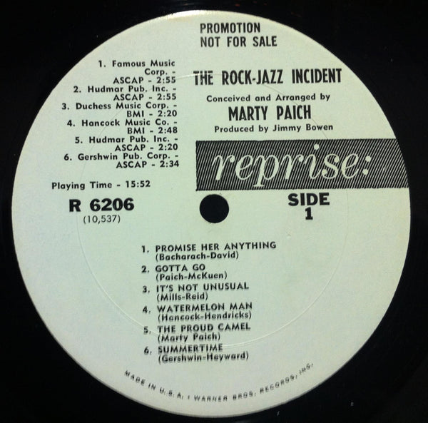 Marty Paich - The Rock-Jazz Incident - VG LP Record 1966 Reprise USA White Label Promo Vinyl - Jazz / Bop / Mod - Shuga Records