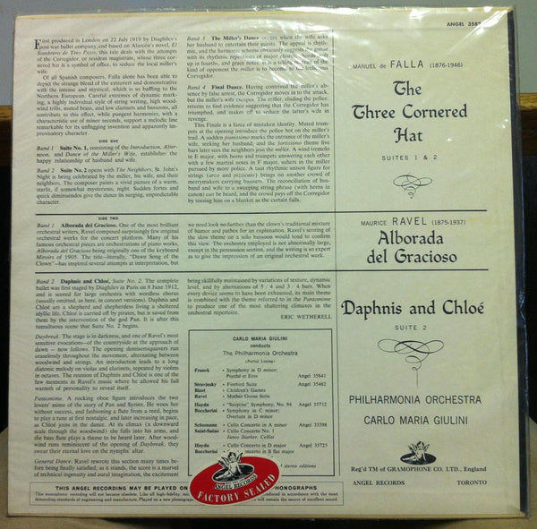 CARLO MARIA GIULINI falla & ravel LP Sealed ANG 35820 Vinyl 1962 Record - Shuga Records