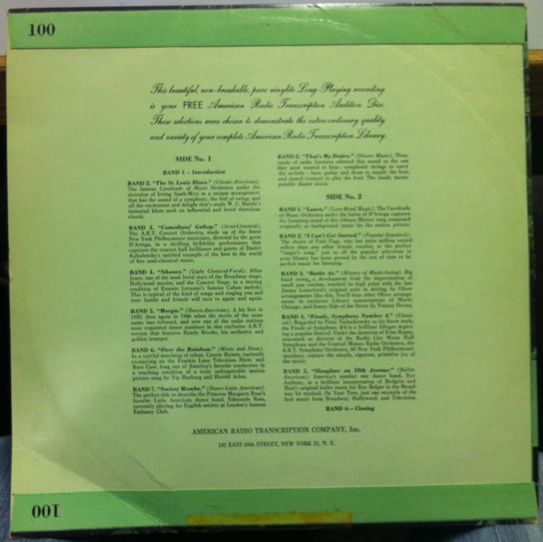 American Radio Transcription Library - Volume 1 LP VG+ ART 100 Vinyl Record 1st - Shuga Records