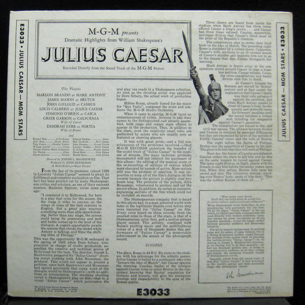 Soundtrack Miklos Rozsa - Julius Caeser LP VG+ E3033 Vinyl Mono 1st Record - Shuga Records