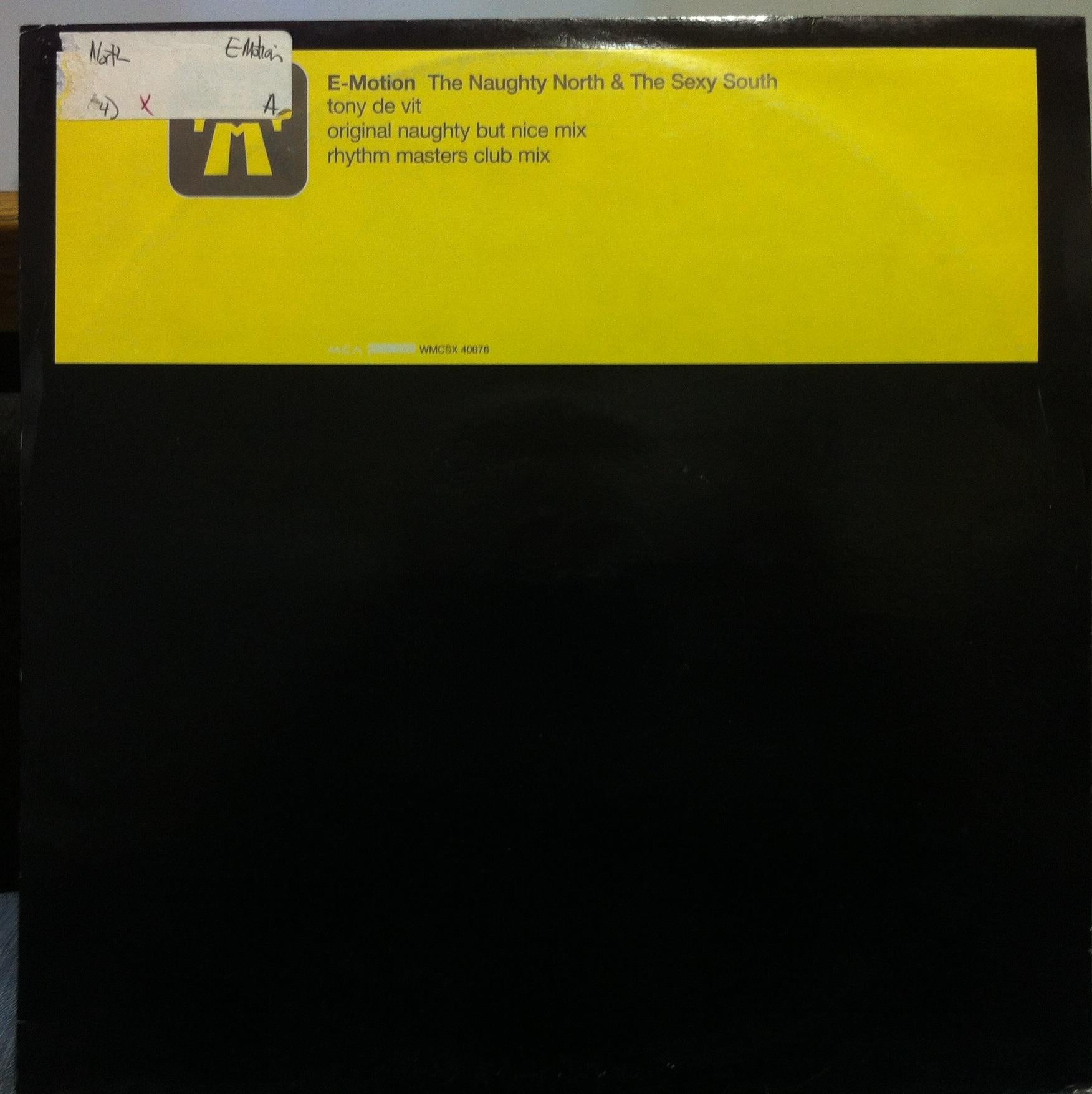 E-Motion - Naughty North & The Sexy South 12" VG+ White Promo WMCSX 40076 UK - Shuga Records