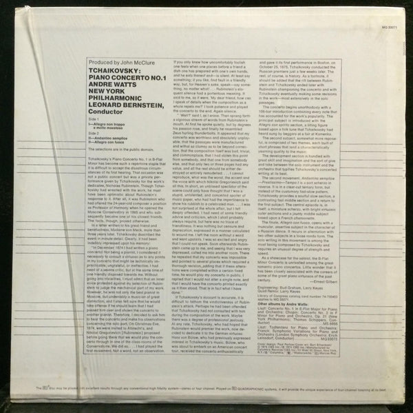 Andre Watts - Tchaikovsky Piano Concerto No 1 LP Mint- MQ 33071 Quadraphonic - Shuga Records