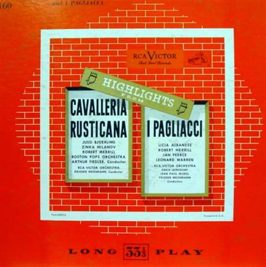 FIEDLER/LEINSDORF highlights cavalleria rusticana/i pagliacci LP VG LM-1160 - Shuga Records