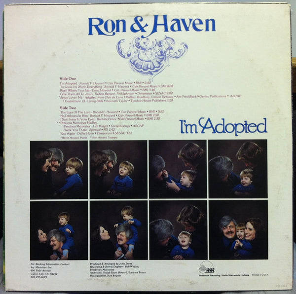 Ron & Haven Howard - I'm Adopted LP VG+ Private CO Xian Folk Strange Christian - Shuga Records