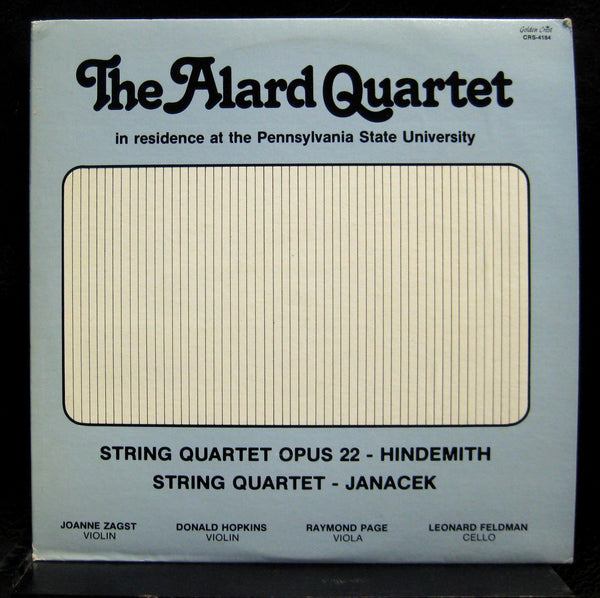 Alard Quartet - Hindemith & Janacek String Quartet LP Mint- CRS-4184 Record - Shuga Records
