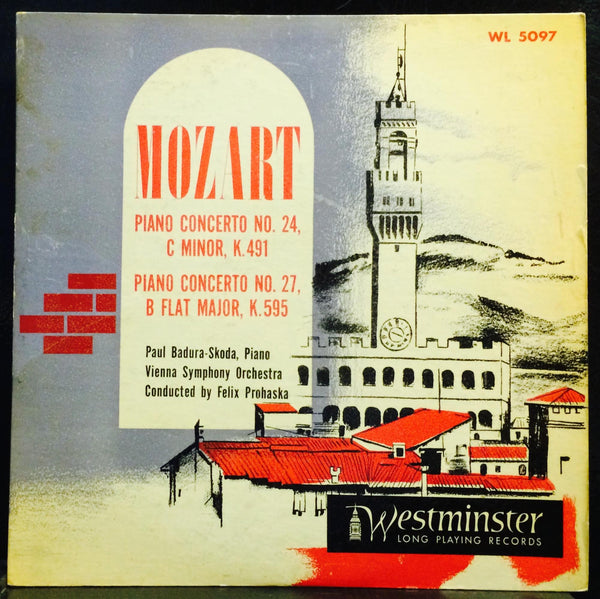 PAUL BADURA SKODA mozart piano concerto 24/27 LP VG+ WL 5097 Westminster 1951 - Shuga Records
