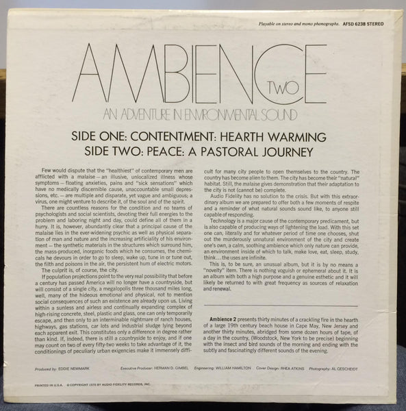 Ambience Two - An Adventure In Enviromental Sound LP VG+ AFSD 6238 Stereo 1970 - Shuga Records