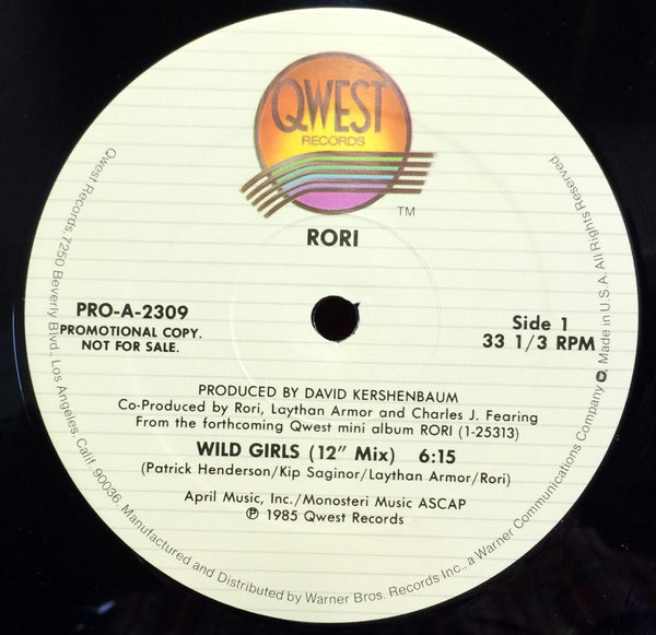 Rori - Wild Girls - 12" Single Record 1985 Qwest Stereo Promo Vinyl - Synth-Pop - Shuga Records