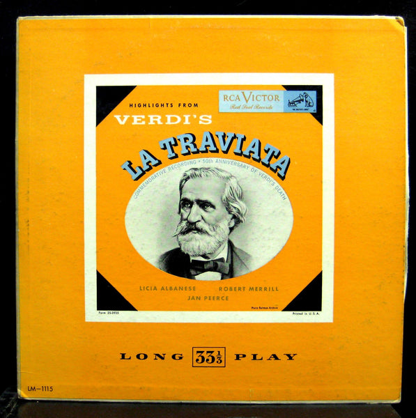 Albanese / Merrill / Peerce - Verdi La Traviata Highlights LP VG+ LM 1115 Mono - Shuga Records