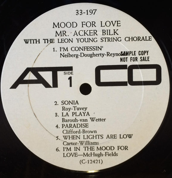 Mr Acker Bilk - Mood For Love LP VG+ ATCO 33-197 Promo Mono 1966 Rivoli Roth - Shuga Records