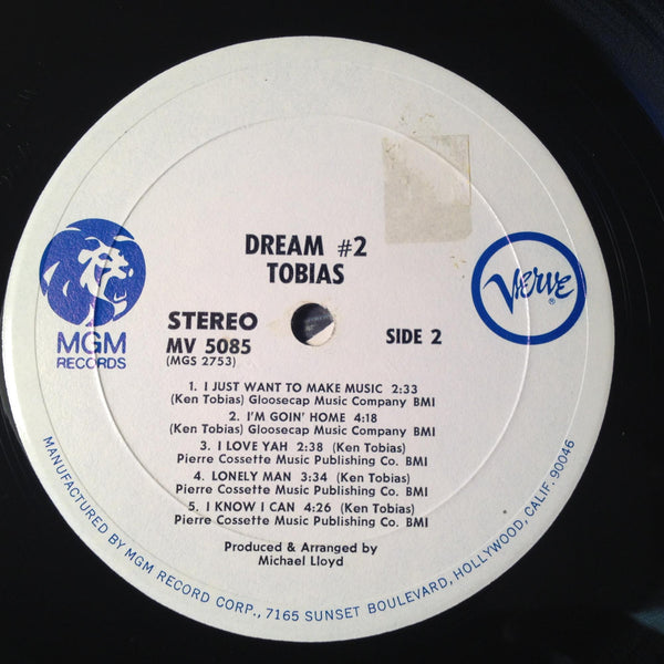 Tobias - Dream #2 - VG+ LP Record 1972 MGM Verve Vinyl - Soft Rock - Shuga Records
