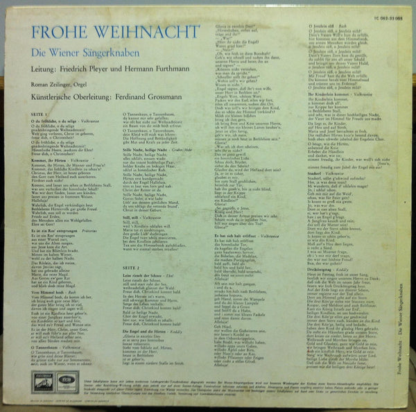 VIENNA CHOIR BOYS frohe weihnacht LP VG+ 1C 062-33 005 German EMI Rare Stereo - Shuga Records