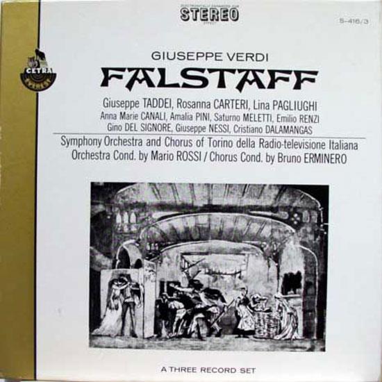 Erminero Rossi Giuseppe Verdi - Falstaff 3 LP Mint- S 416 3 Vinyl Record w/Book - Shuga Records