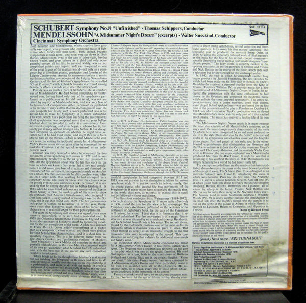 SUSSKIND & SCHIPPERS mendelssohn & schubert LP Sealed QCE 31114 Quadraphonic - Shuga Records