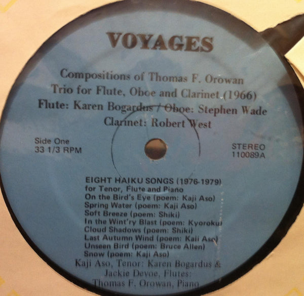 Bogardus / Wade / West / Aso - Thomas Orowan Voyages LP Private Avant Garde 1st - Shuga Records