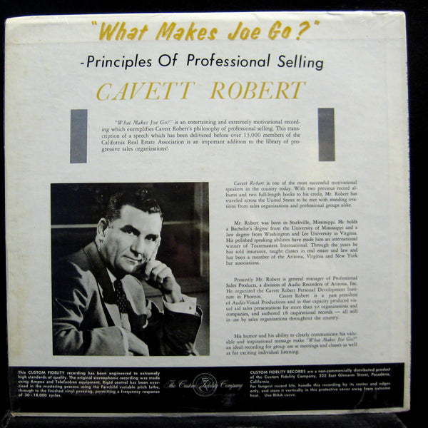 CAVETT ROBERT principles professional selling LP VG+ w/ BOOK Sales real estate - Shuga Records