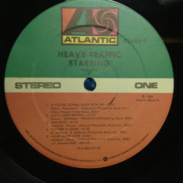 Heavy Traffic Starring V ‎– Heavy Traffic Starring V - VG+ LP Record 1986 Atlantic USA Promo Vinyl - Soul / Funk / Disco