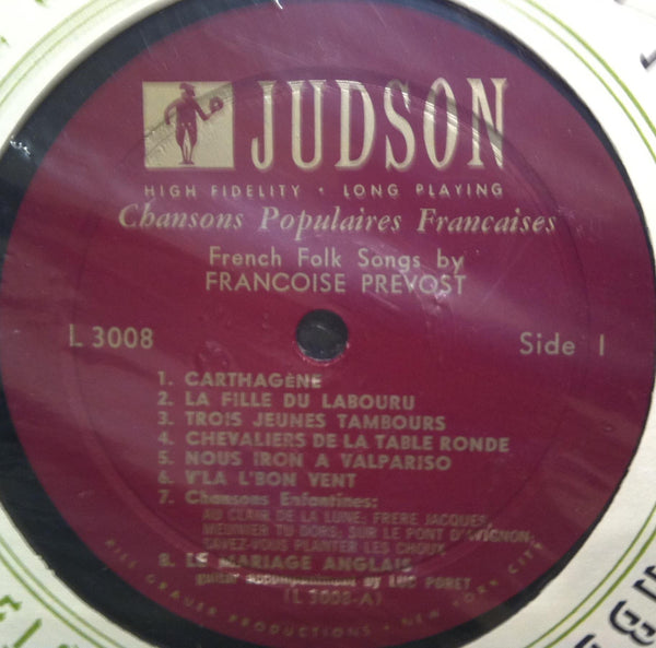 FRANCOISE PREVOST chamsons populaires francaises LP Mint- L3008 Vinyl 1957 - Shuga Records