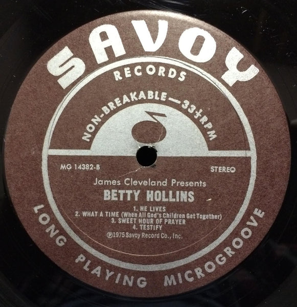 Betty Hollins - He's Everywhere LP VG+ MG 14382 Savoy 1975 Soul Gospel USA - Shuga Records