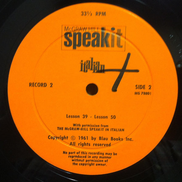 McGraw Hill Speakit Italian 2 LP Box Set Mint- 05873 USA Mono 1961 w/2 Books - Shuga Records