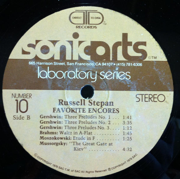 RUSSELL STEPAN favorite encores LP Mint- Audiophile D2D Direct To Disc 1978 - Shuga Records